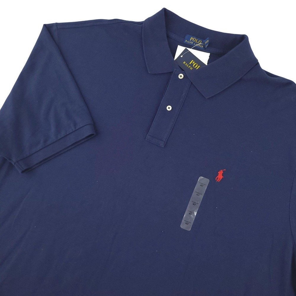 Polo Ralph Lauren Polo Shirt Mens 4XLT Blue Solid Classic Fit Pony Logo Top